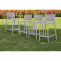 Ensemble de quatre chaises de bar d'extérieur HomeRoots, 26 pouces, en plastique gris robuste, dossier bas, hauteur comptoir