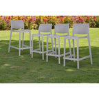 HomeRoots Set of Four 26  Gray Heavy Duty Plastic Low Back Outdoor Counter Height Bar Chairs
