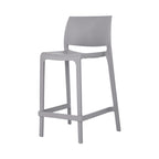 Ensemble de quatre chaises de bar d'extérieur HomeRoots, 26 pouces, en plastique gris robuste, dossier bas, hauteur comptoir