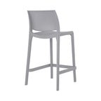 Ensemble de quatre chaises de bar d'extérieur HomeRoots, 26 pouces, en plastique gris robuste, dossier bas, hauteur comptoir