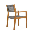 Ensemble de 2 chaises de salle à manger tressées en bois d'acacia et teck gris foncé et corde, pour terrasse extérieure, 89 cm (35 po)