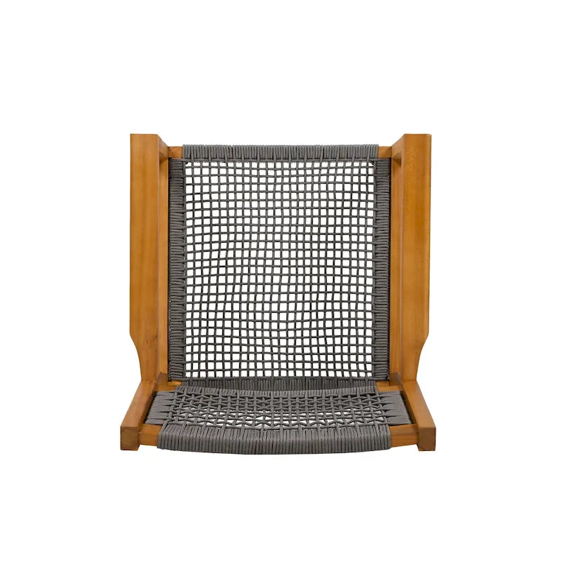 Ensemble de 2 chaises de salle à manger tressées en bois d'acacia et teck gris foncé et corde, pour terrasse extérieure, 89 cm (35 po)