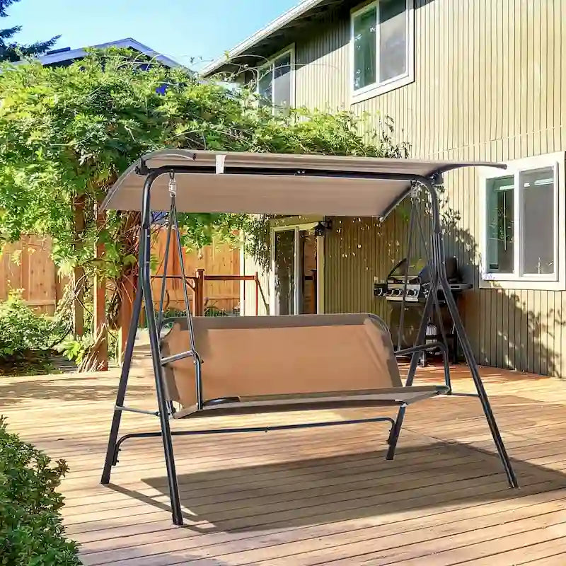 Balançoire extérieure pour terrasse ou porche avec auvent inclinable réglable