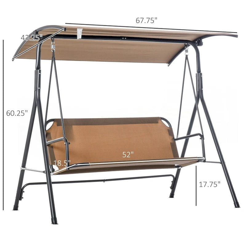 Balançoire extérieure pour terrasse ou porche avec auvent inclinable réglable