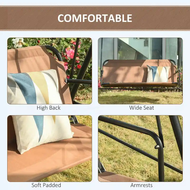 Balançoire extérieure pour terrasse ou porche avec auvent inclinable réglable