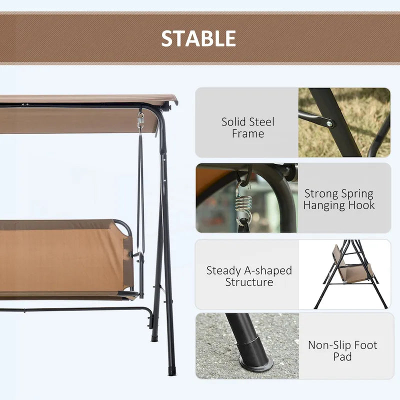 Balançoire extérieure pour terrasse ou porche avec auvent inclinable réglable