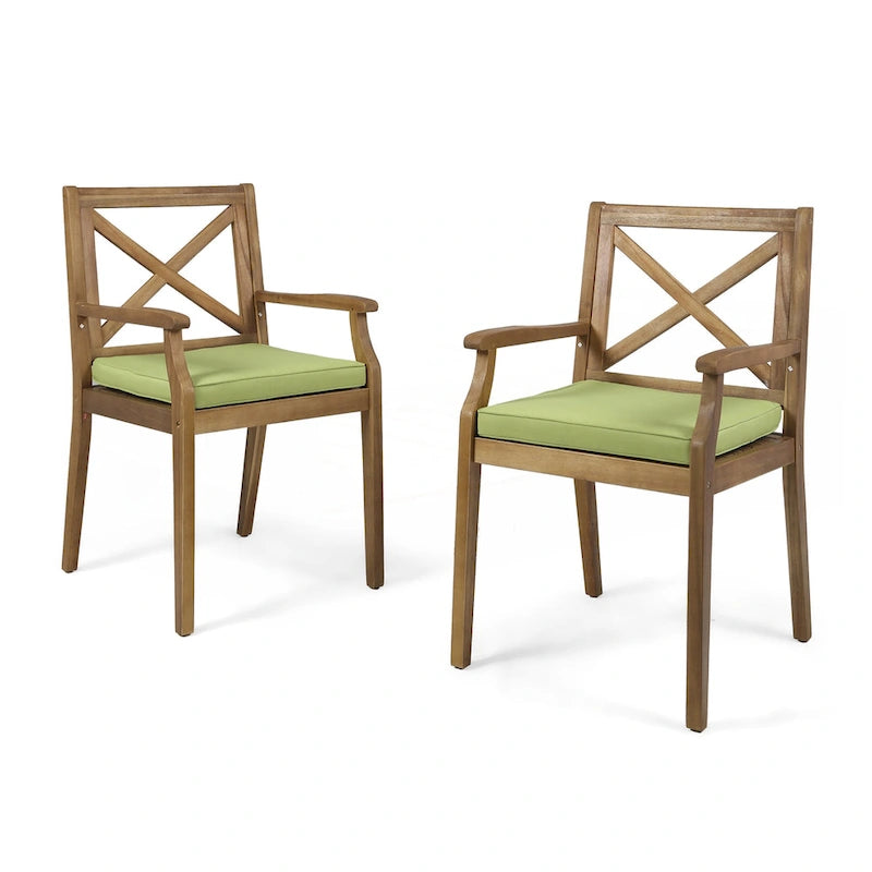 2 chaises de salle à manger avec coussins