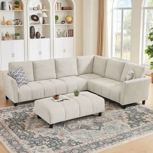  102.56  W Reversible Sectional Sofa with Corner Seat & Extended Bench