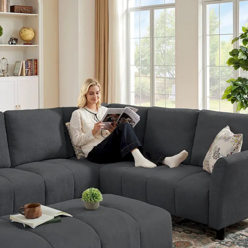 Canapé d'angle réversible de 102,56 po de largeur avec siège d'angle et banquette extensible