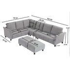 Canapé d'angle réversible de 102,56 po de largeur avec siège d'angle et banquette extensible