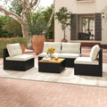 Ensemble de canapés de conversation en rotin Gymax 5 pièces pour patio, mobilier d'extérieur avec