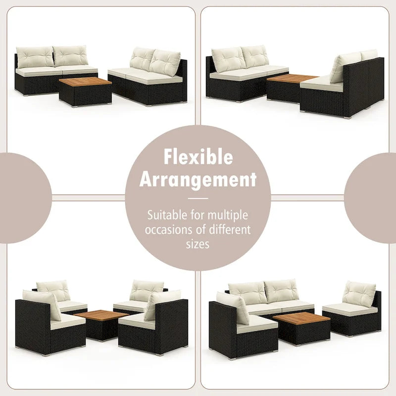 Ensemble de canapés de conversation en rotin Gymax 5 pièces pour patio, mobilier d'extérieur avec