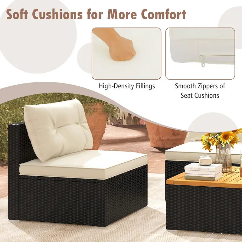 Ensemble de canapés de conversation en rotin Gymax 5 pièces pour patio, mobilier d'extérieur avec