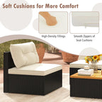Ensemble de canapés de conversation en rotin Gymax 5 pièces pour patio, mobilier d'extérieur avec