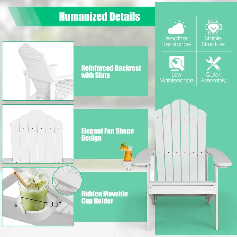 Fauteuil Adirondack Costway HIPS avec porte-gobelet - Voir les détails