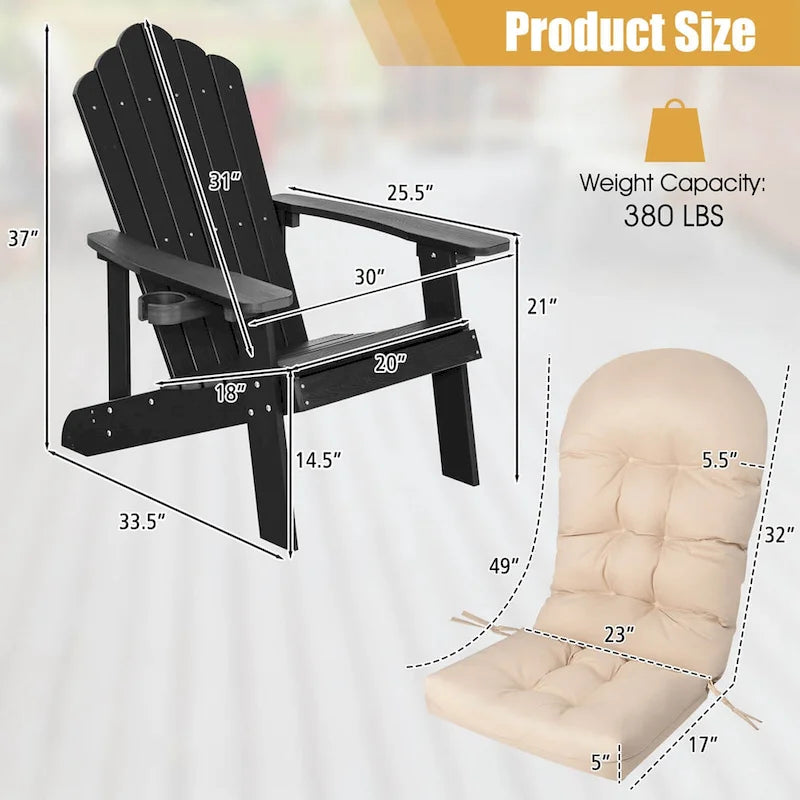 Fauteuil Adirondack Costway HIPS avec porte-gobelet - Voir les détails