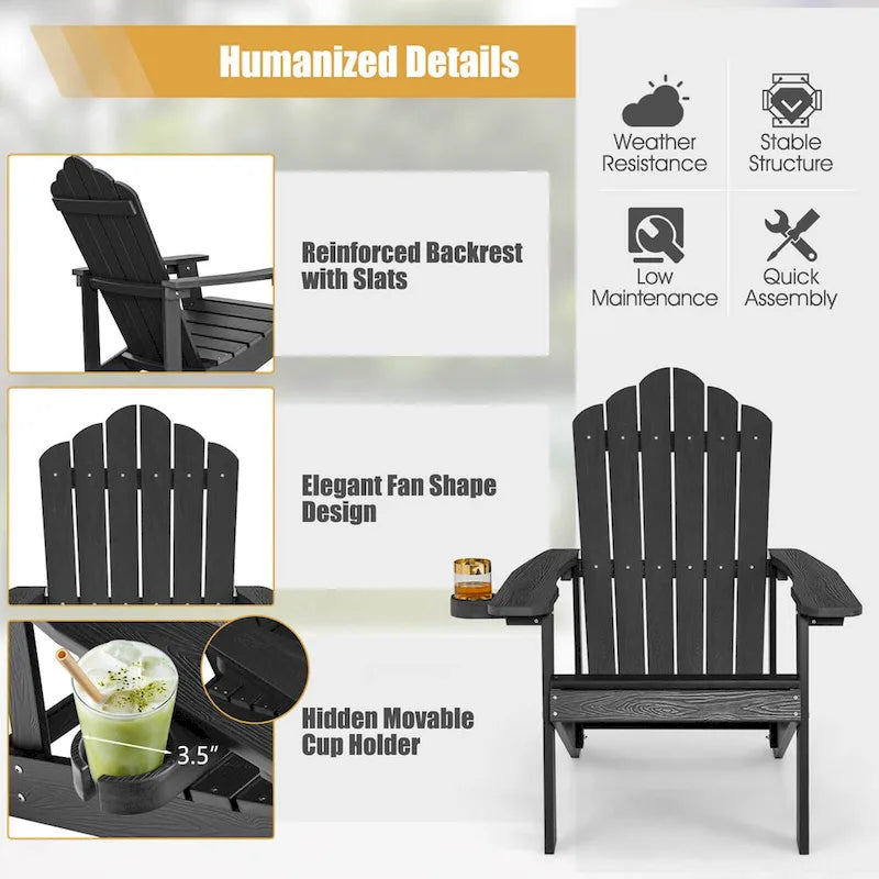 Fauteuil Adirondack Costway HIPS avec porte-gobelet - Voir les détails