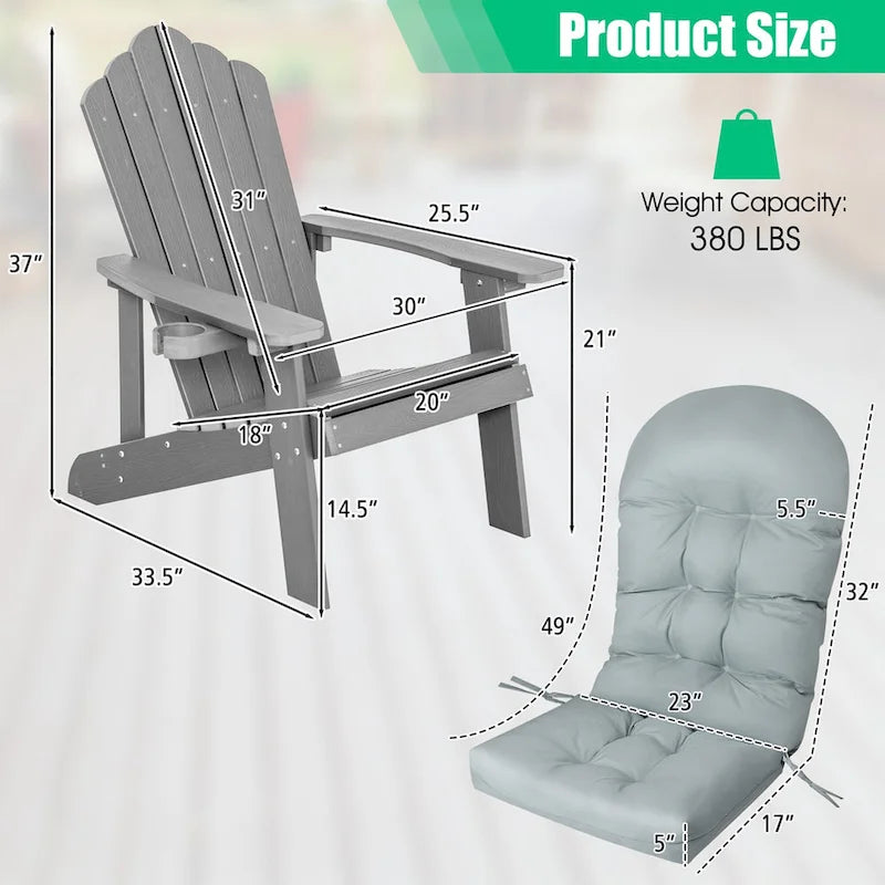 Fauteuil Adirondack Costway HIPS avec porte-gobelet - Voir les détails
