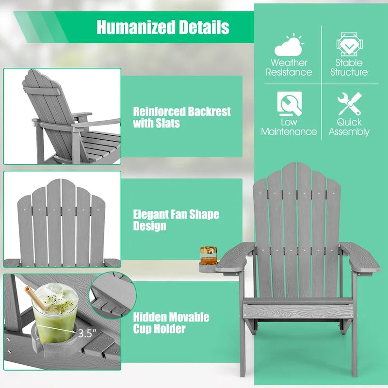 Fauteuil Adirondack Costway HIPS avec porte-gobelet - Voir les détails
