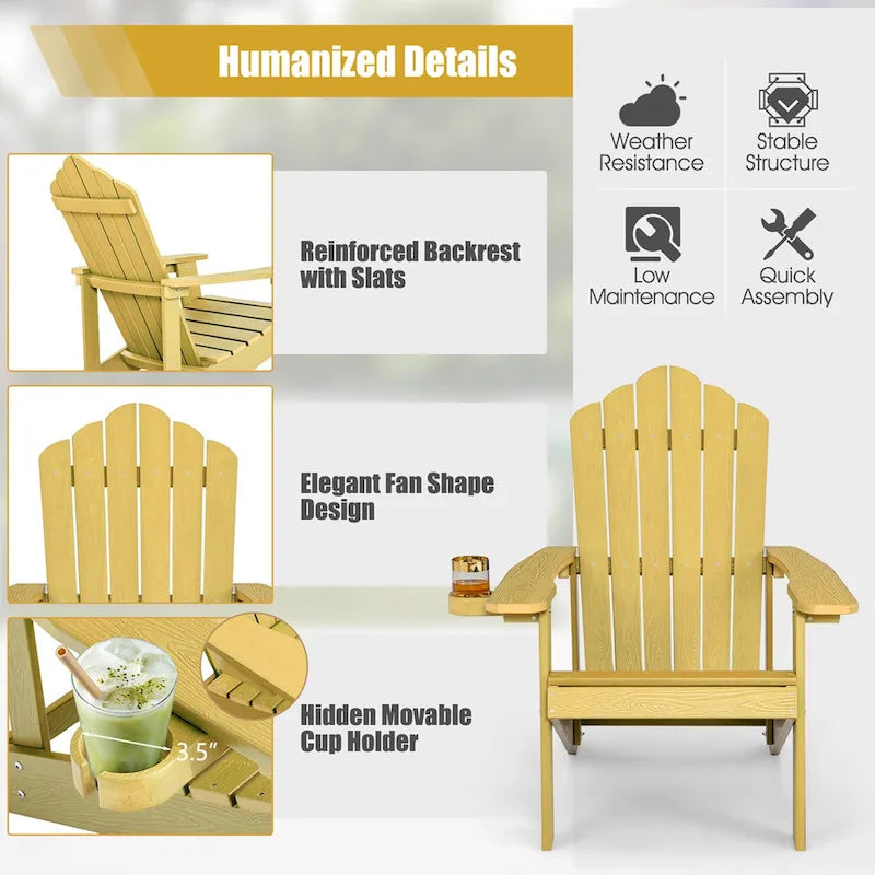 Fauteuil Adirondack Costway HIPS avec porte-gobelet - Voir les détails