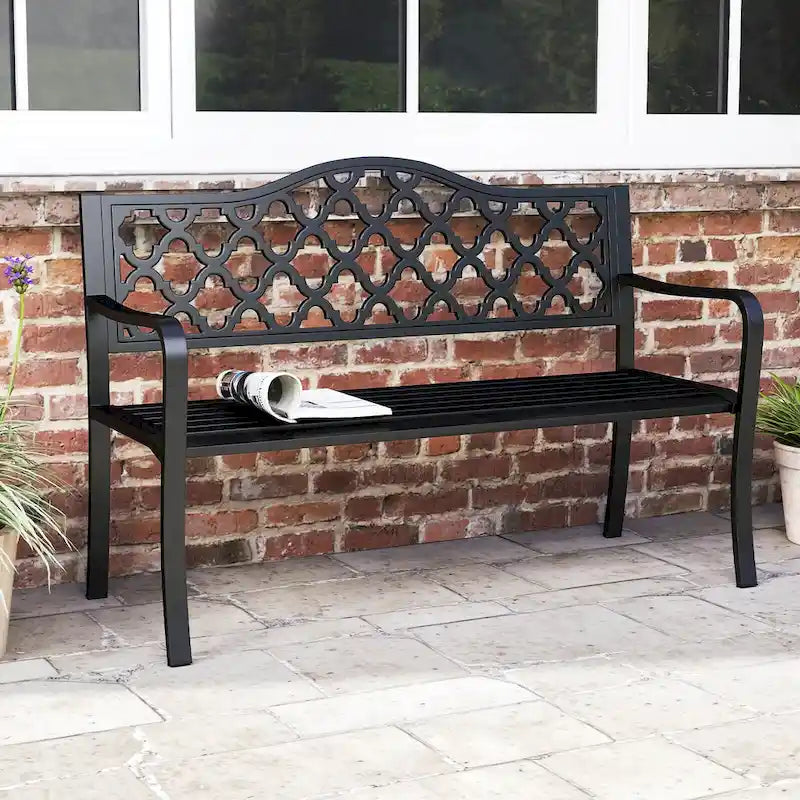 Banc de jardin Costway 50,5 po en métal à lattes pour 2 à 3 personnes - Voir les détails