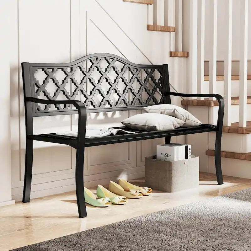 Banc de jardin Costway 50,5 po en métal à lattes pour 2 à 3 personnes - Voir les détails