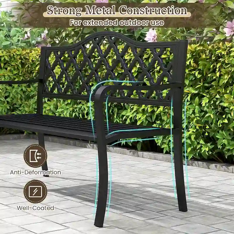 Banc de jardin Costway 50,5 po en métal à lattes pour 2 à 3 personnes - Voir les détails