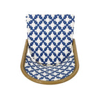 Chaise de bistrot française blanche et marine en aluminium et rotin PE, mobilier de terrasse et de café, hauteur 89 cm (35 pouces).