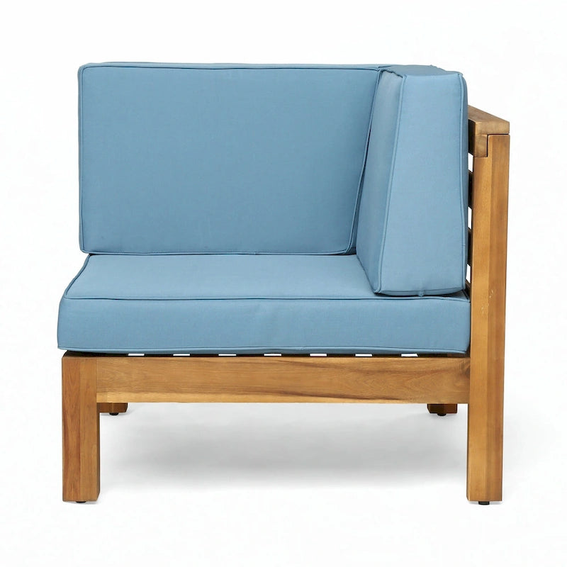 Ensemble de canapé d'extérieur 3 pièces avec table basse, bleu