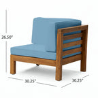 Ensemble de canapé d'extérieur 3 pièces avec table basse, bleu
