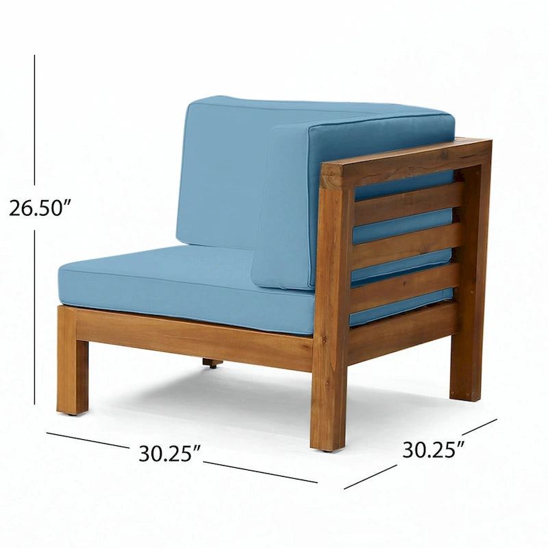 Ensemble de canapé d'extérieur 3 pièces avec table basse, bleu