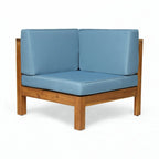 Ensemble de canapé d'extérieur 3 pièces avec table basse, bleu