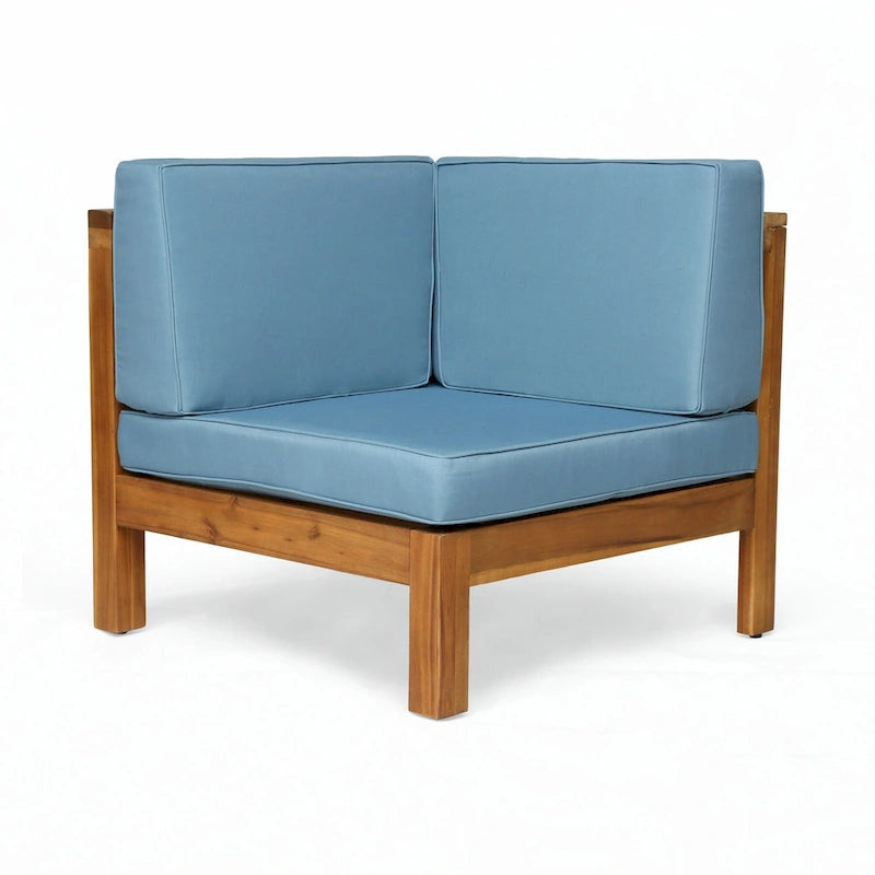 Ensemble de canapé d'extérieur 3 pièces avec table basse, bleu