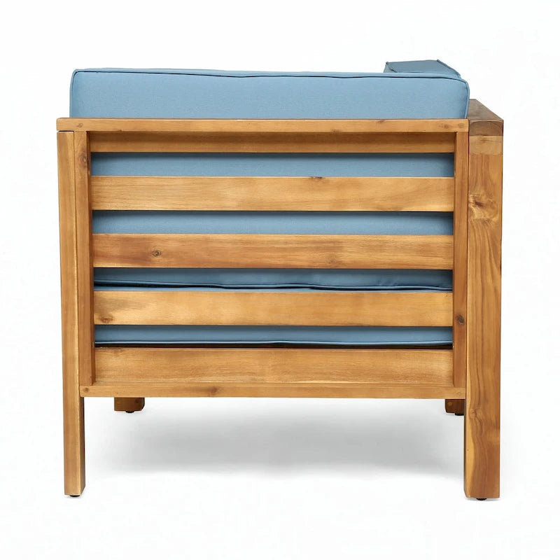 Ensemble de canapé d'extérieur 3 pièces avec table basse, bleu