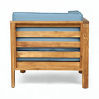 Ensemble de canapé d'extérieur 3 pièces avec table basse, bleu