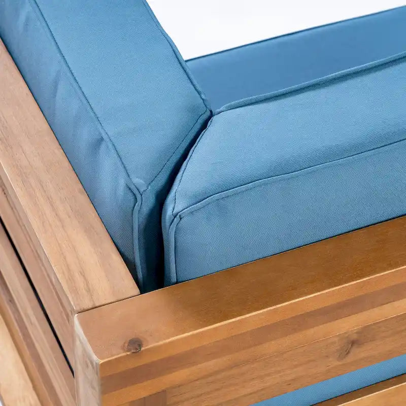 Ensemble de canapé d'extérieur 3 pièces avec table basse, bleu
