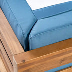 Ensemble de canapé d'extérieur 3 pièces avec table basse, bleu