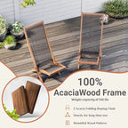 Ensemble de 2 chaises pliantes en bois d'acacia EROMMY - Modèles standard et corde - Idéales pour le jardin, le camping et le balcon.