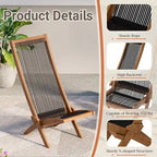 Ensemble de 2 chaises pliantes en bois d'acacia EROMMY - Modèles standard et corde - Idéales pour le jardin, le camping et le balcon.