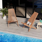 Ensemble de 2 chaises pliantes en bois d'acacia EROMMY - Modèles standard et corde - Idéales pour le jardin, le camping et le balcon.