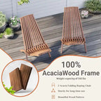Ensemble de 2 chaises pliantes en bois d'acacia EROMMY - Modèles standard et corde - Idéales pour le jardin, le camping et le balcon.