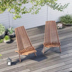 Ensemble de 2 chaises pliantes en bois d'acacia EROMMY - Modèles standard et corde - Idéales pour le jardin, le camping et le balcon.
