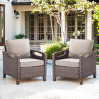 Chaises de patio d'extérieur à dossier haut avec coussin beige