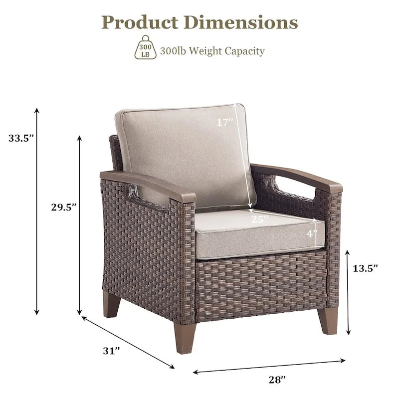 Chaises de patio d'extérieur à dossier haut avec coussin beige