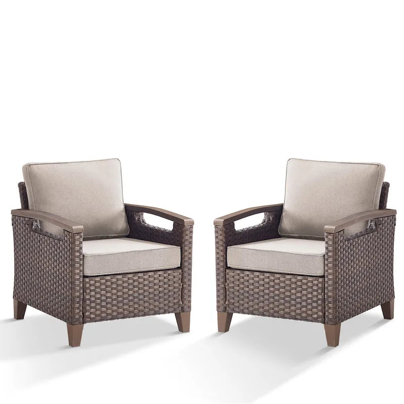 Chaises de patio d'extérieur à dossier haut avec coussin beige