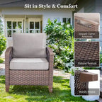 Chaises de patio d'extérieur à dossier haut avec coussin beige