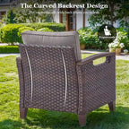 Chaises de patio d'extérieur à dossier haut avec coussin beige