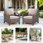 Chaises de patio d'extérieur à dossier haut avec coussin beige
