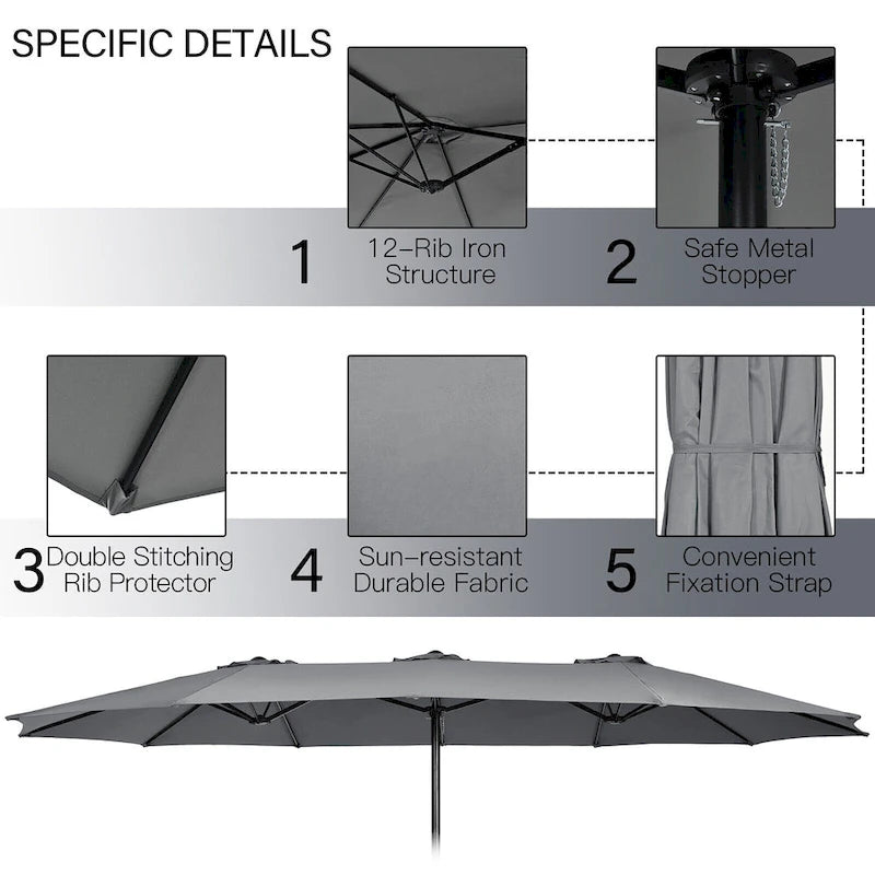 Ensemble de salle à manger d'extérieur Gymax 9 pièces en résine tressée avec table et chaises de patio double face grises
