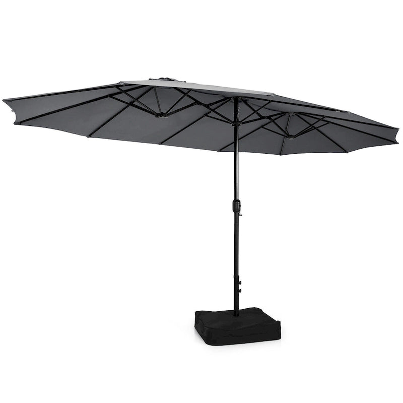 Ensemble de salle à manger d'extérieur Gymax 9 pièces en résine tressée avec table et chaises de patio double face grises